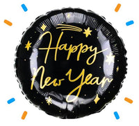 Happy New Year Helium Ballon Zwart - Gevuld Met Helium - 45 cm - Ballonnenshop.nl