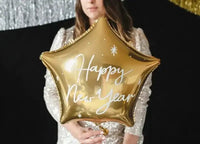 Happy New Year Ster Folie Ballon Goud 50 cm - Ballonnenshop.nl