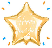 Happy New Year Ster Helium Ballon Goud - Gevuld Met Helium - 45 cm - Ballonnenshop.nl