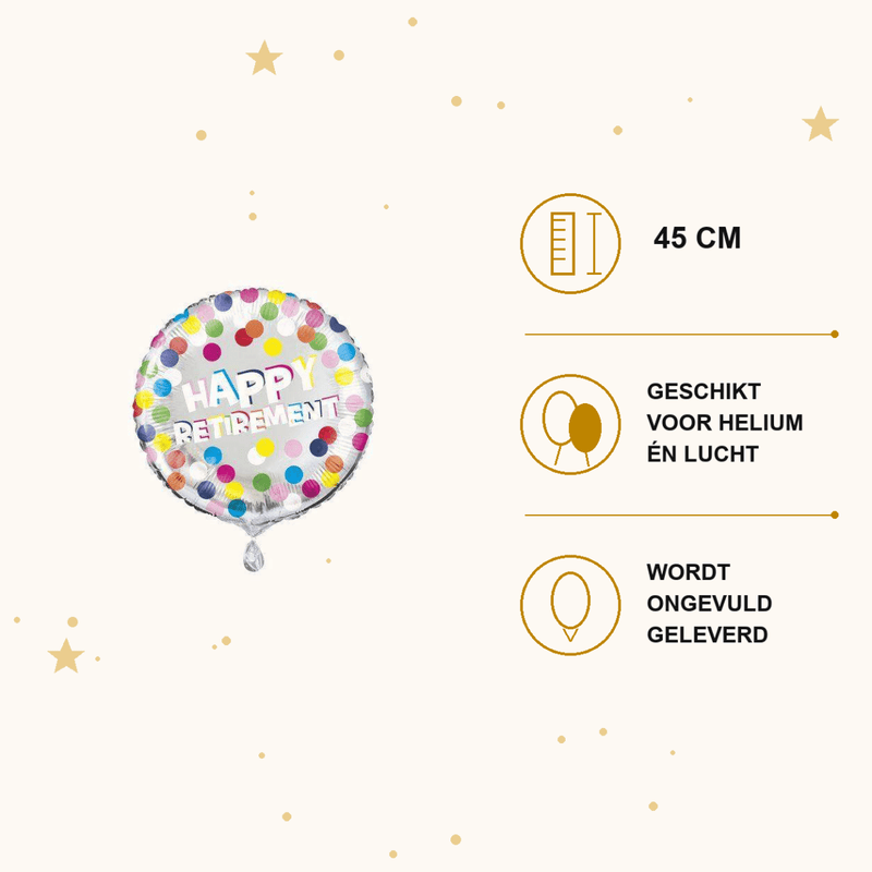 Happy Retirement Folie Ballon Gekleurd - 45 cm - Ballonnenshop.nl