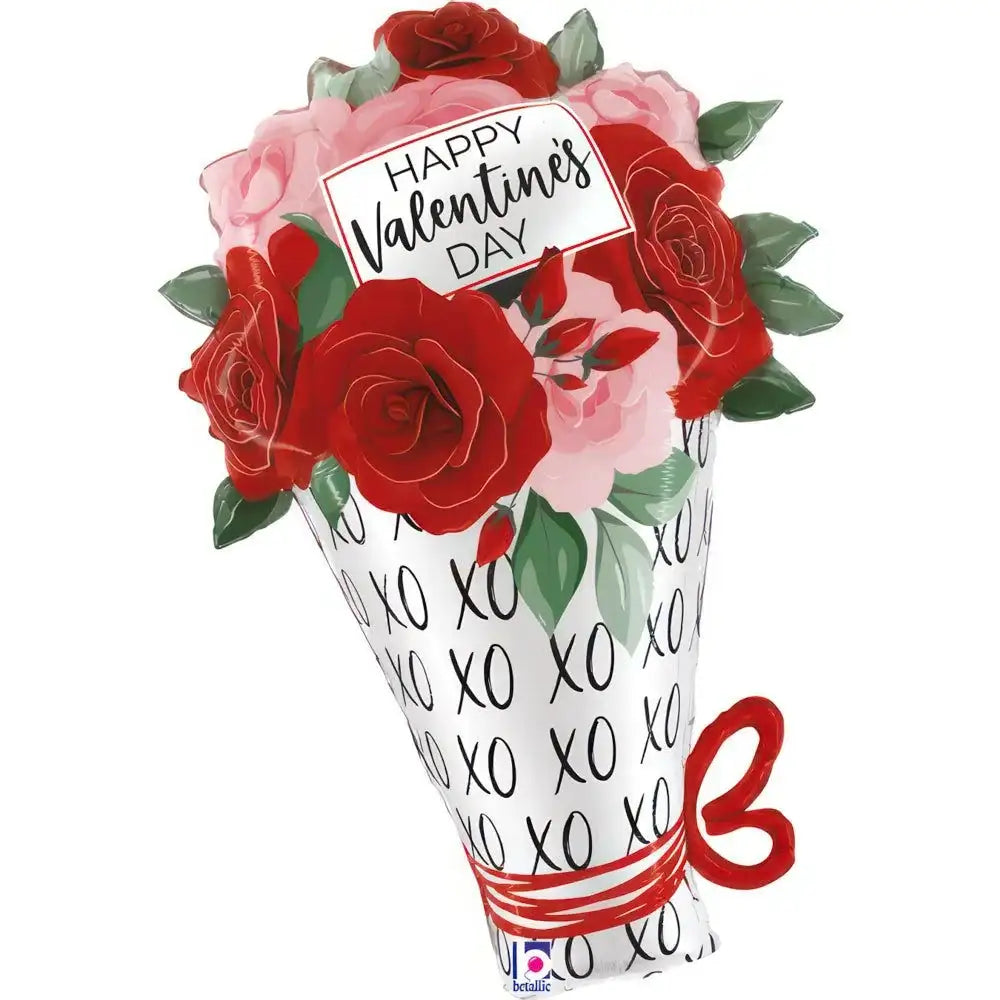 Happy Valentine's Day Boeket Helium Ballon - Gevuld Met Helium - 76 cm - Ballonnenshop.nl