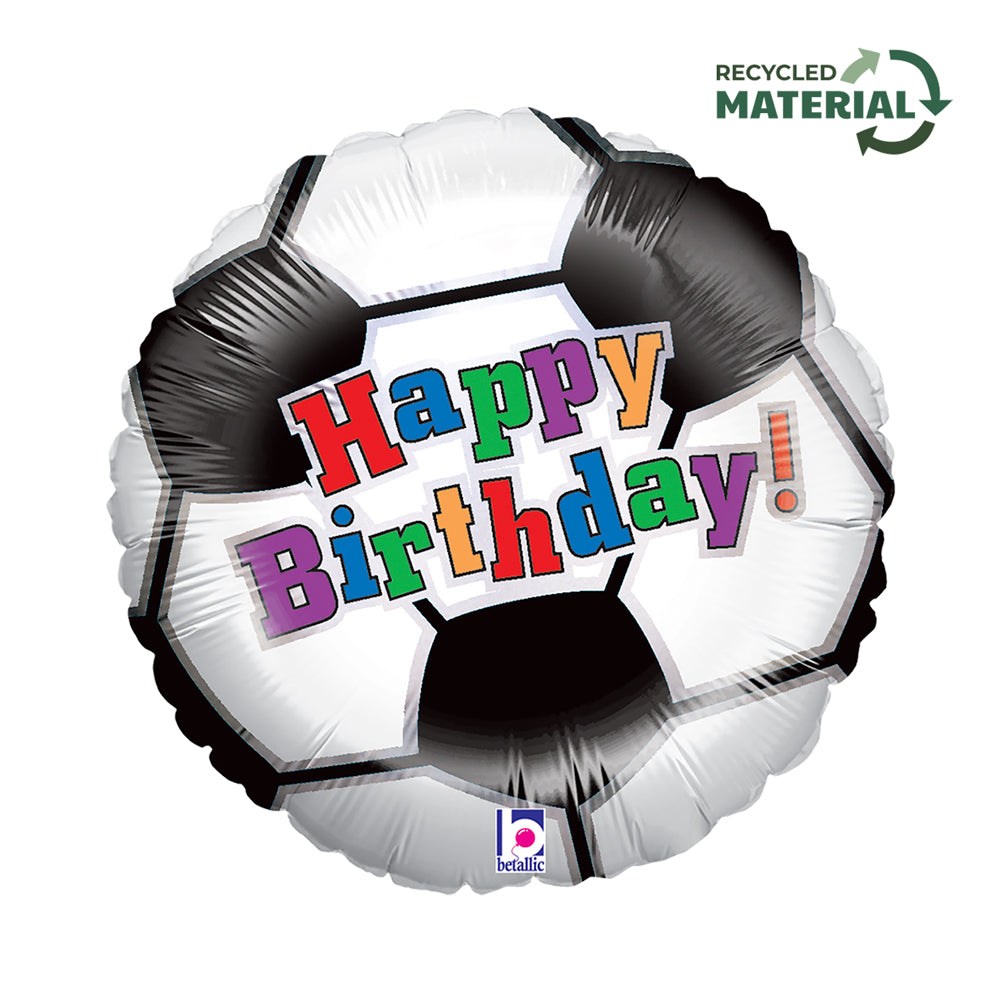 Happy Birthday Voetbal Helium Ballon - Gevuld Met Helium - 45 cm
