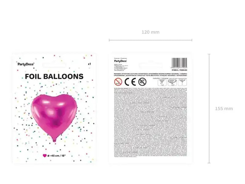 Hart Ballon Fuchsia 45 cm - Ballonnenshop.nl
