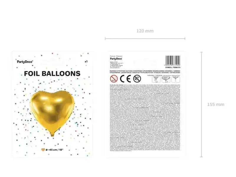 Hart Ballon Goud 45 cm - Ballonnenshop.nl