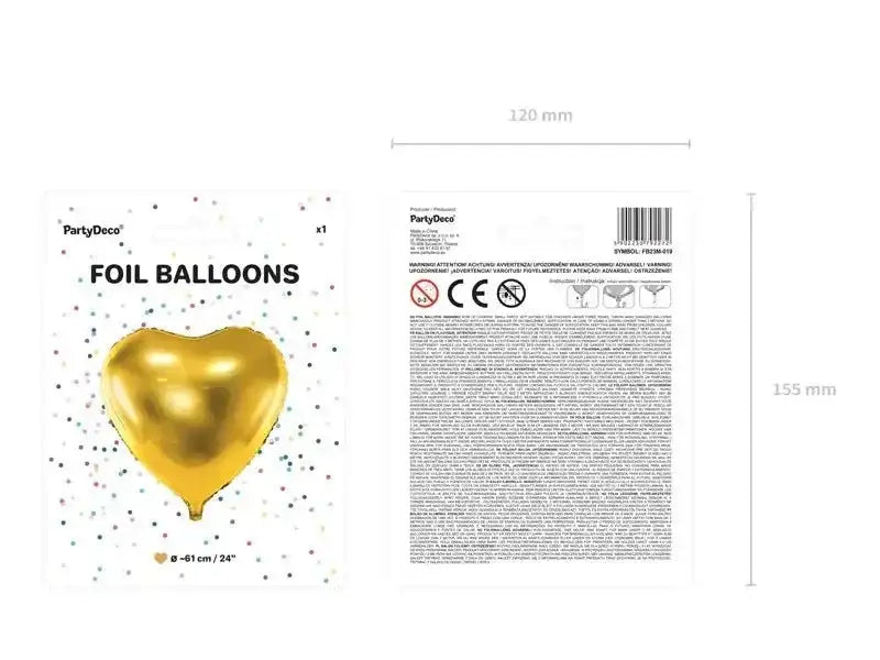 Hart Ballon Goud 61 cm - Ballonnenshop.nl