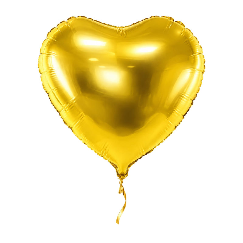 Hart Ballon Goud – met helium gevuld, met gouden lint