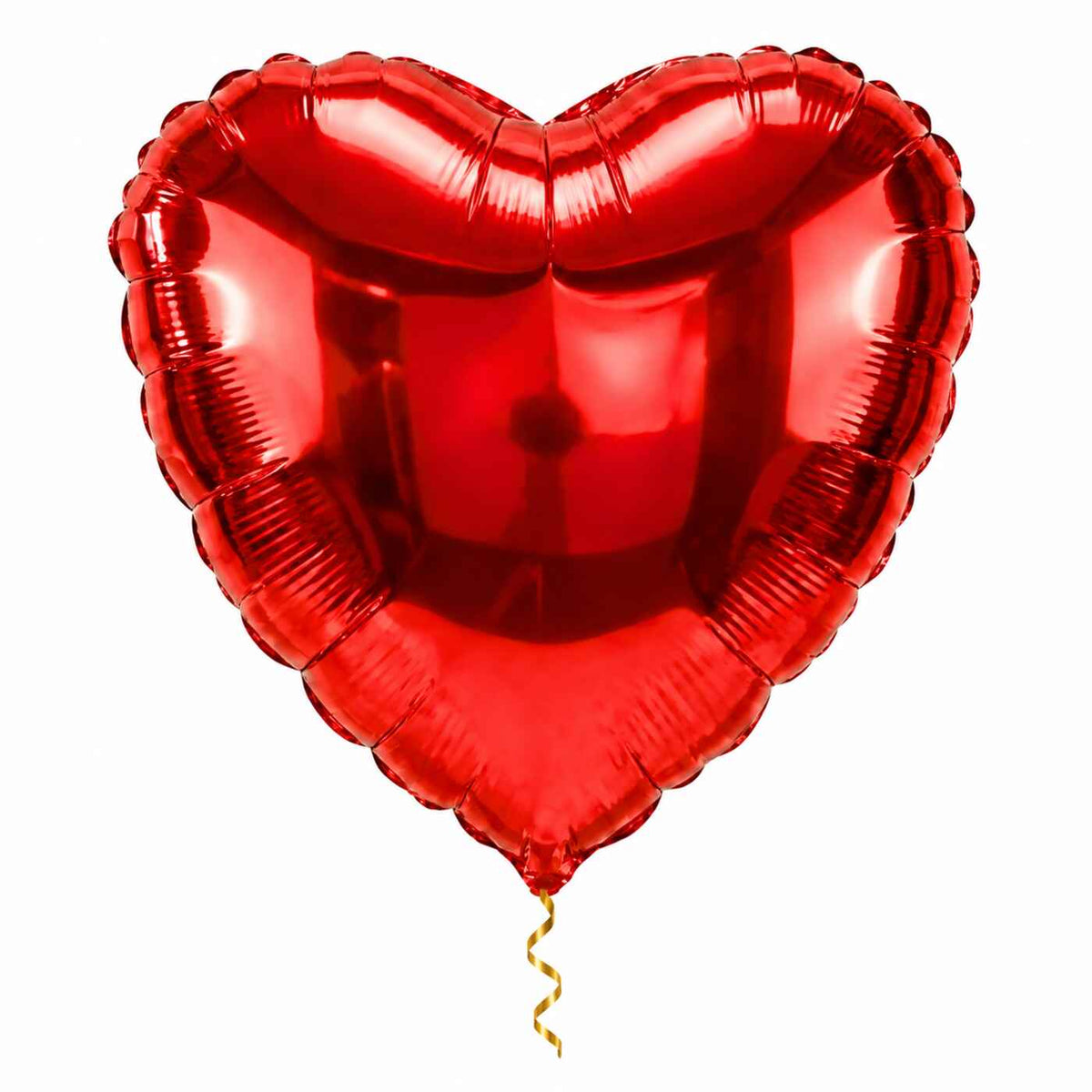 Mega Rood Hart helium ballon met dun metallic gouden lint op witte achtergrond – Ballonnenshop.nl