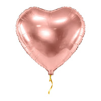 Hart Ballon Rose Goud – 46 cm – met helium gevuld, met gouden lint