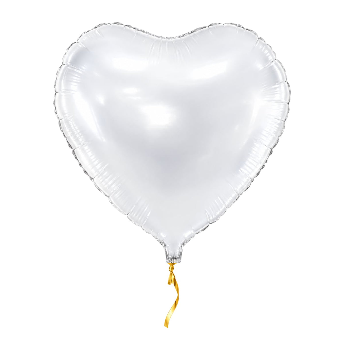 Hart Ballon Wit met helium en gouden lint