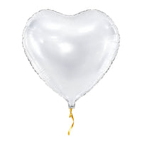 Hart Ballon Wit met helium en gouden lint