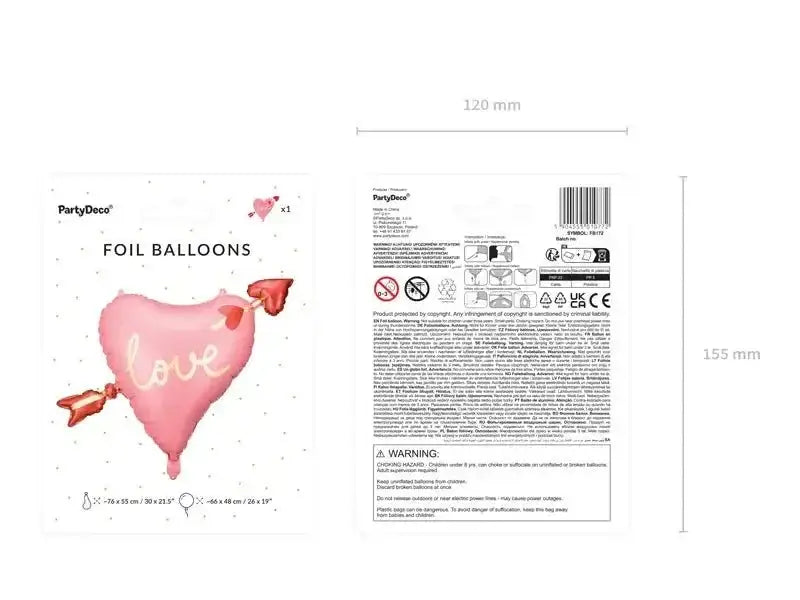 Hart Met Pijl Folie Ballon - 76 cm - Ballonnenshop.nl