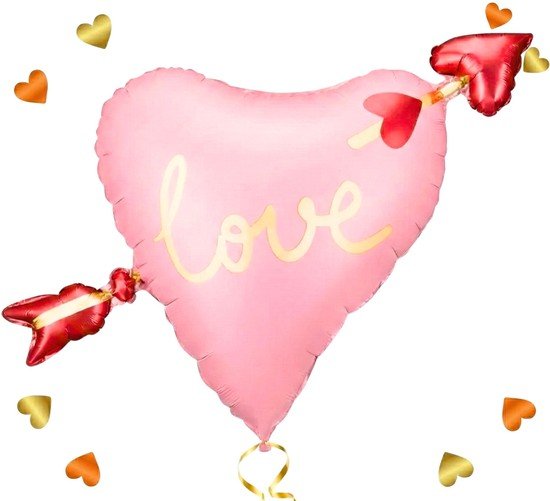 Hart Met Pijl Helium Ballon - Gevuld Met Helium - 76 cm - Ballonnenshop.nl