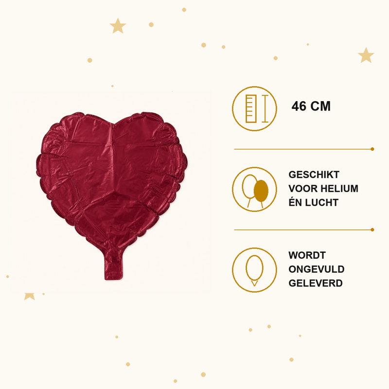 Hartballon Bordeauxrood 46 cm - leeg - Ballonnenshop.nl