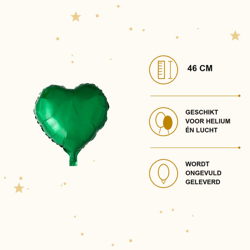 Hartballon Groen 46 cm - leeg - Ballonnenshop.nl