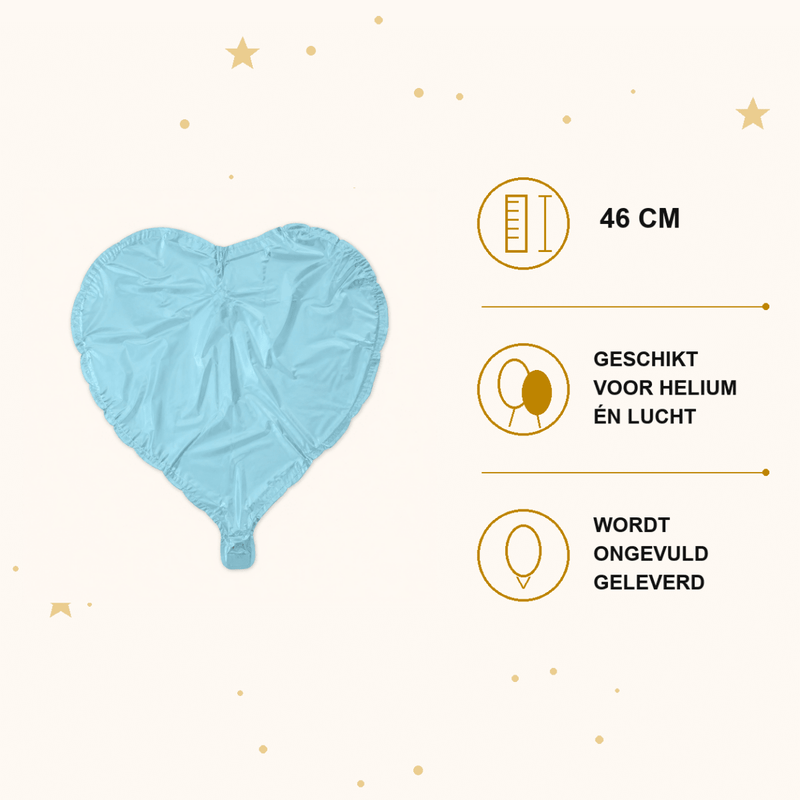 Hartballon Licht Blauw 46 cm - leeg - Ballonnenshop.nl