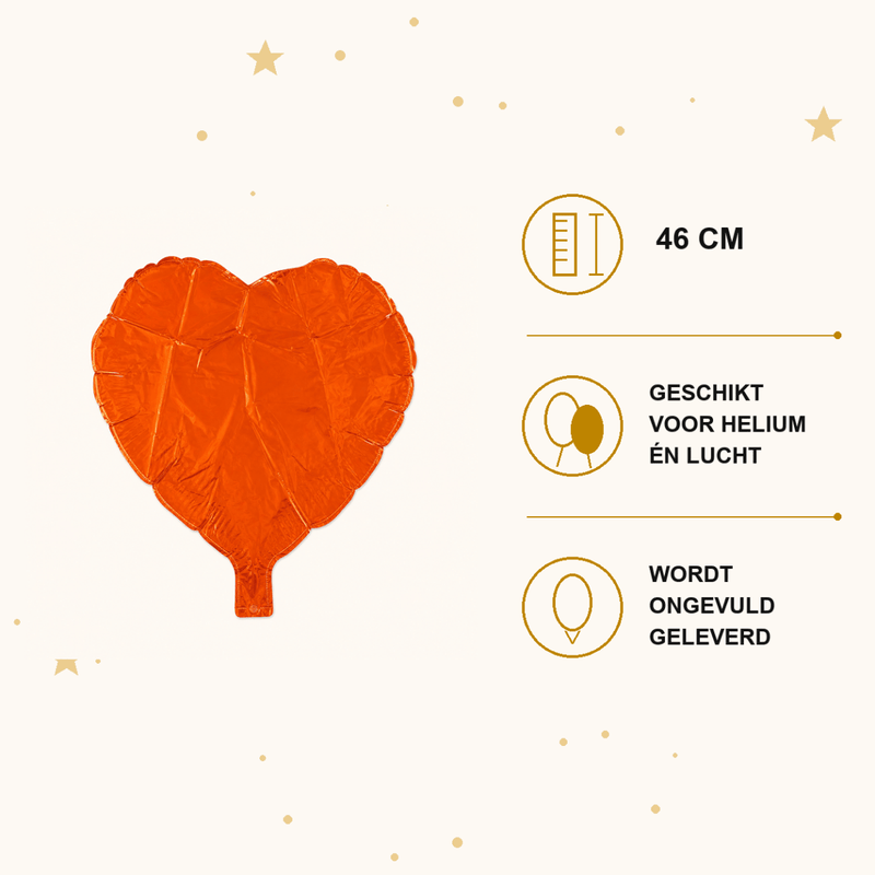 Hartballon Oranje 46 cm - leeg - Ballonnenshop.nl