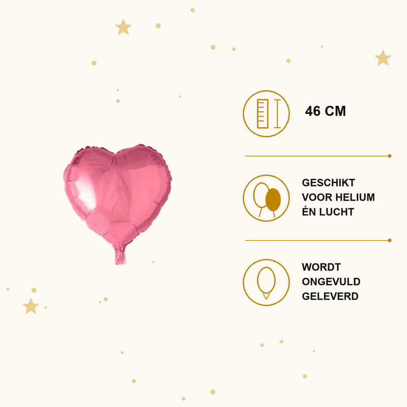 Hartballon Roze 46 cm - leeg - Ballonnenshop.nl