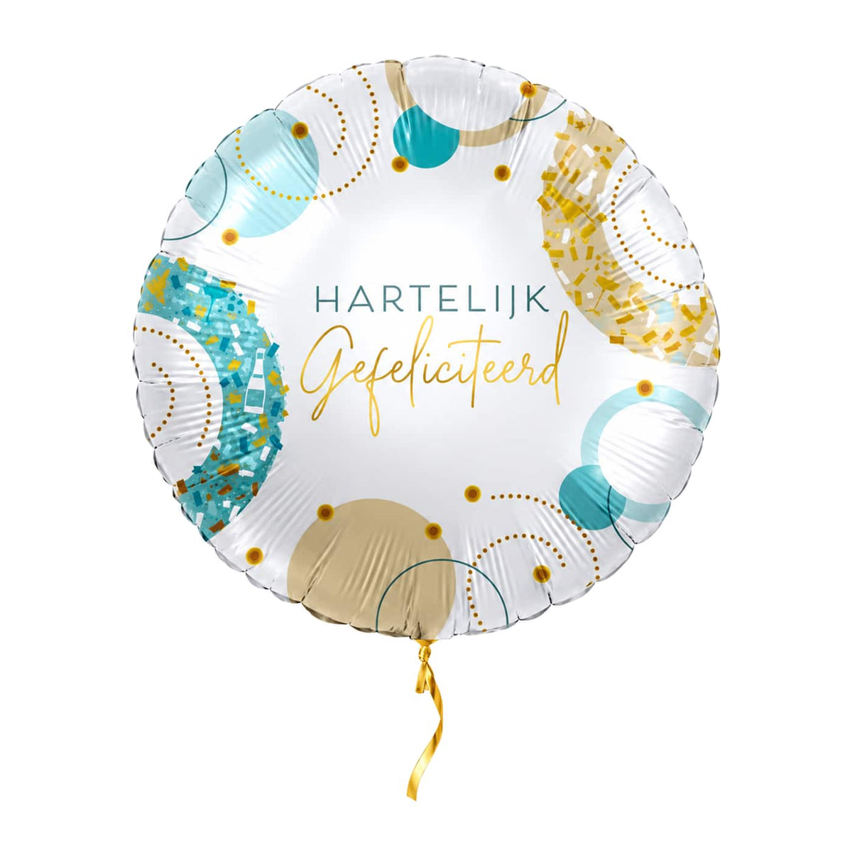 Hartelijk Gefeliciteerd Ballon met helium en gouden lint