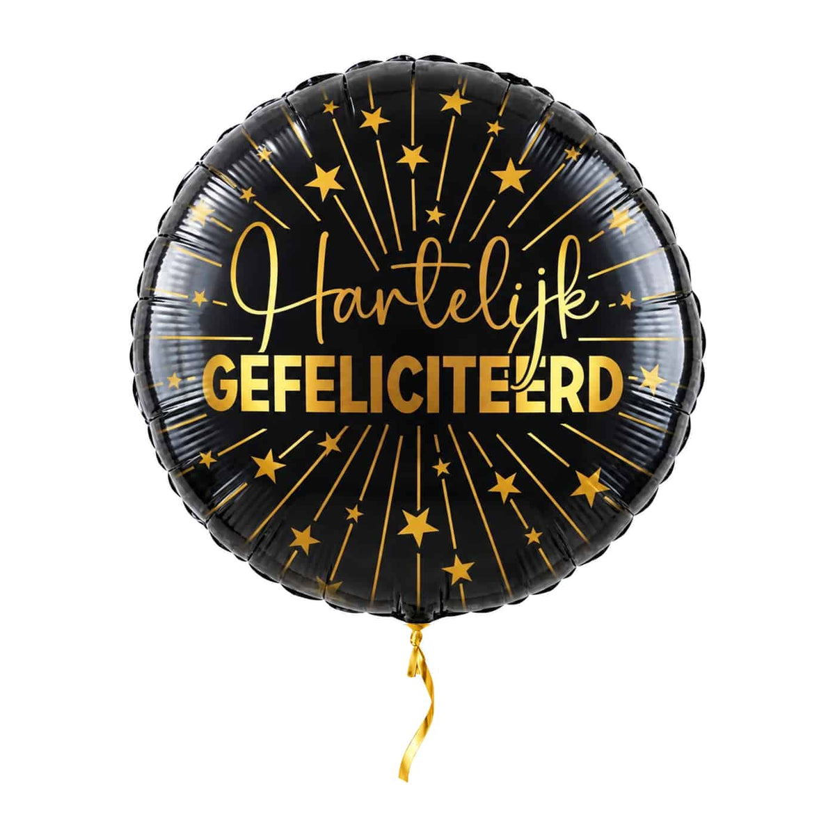 Hartelijk Gefeliciteerd Ballon – met helium gevuld, met gouden lint