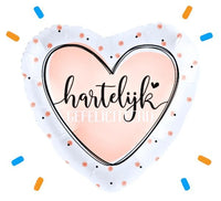 Hartelijk Gefeliciteerd Helium Ballon Gevuld Met Helium - 46 cm - Ballonnenshop.nl