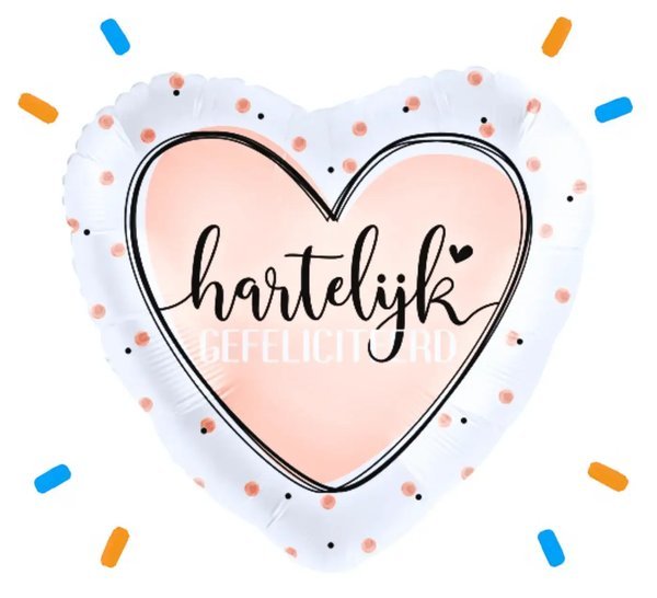 Hartelijk Gefeliciteerd Helium Ballon Gevuld Met Helium - 46 cm - Ballonnenshop.nl