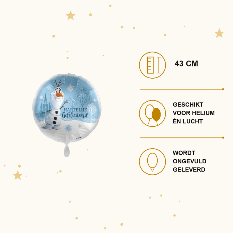 Hartelijk Gefeliciteerd Olaf Folie Ballon - 43 cm - Ballonnenshop.nl