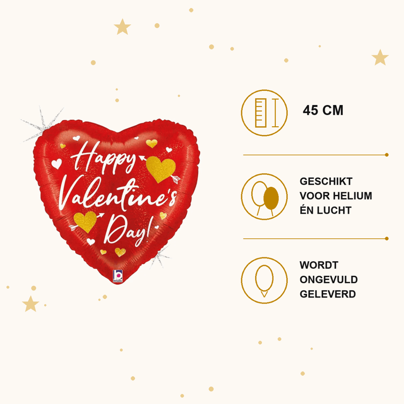 Hartjes Ballon - Happy Valentine's day - 45 cm - Ballonnenshop.nl