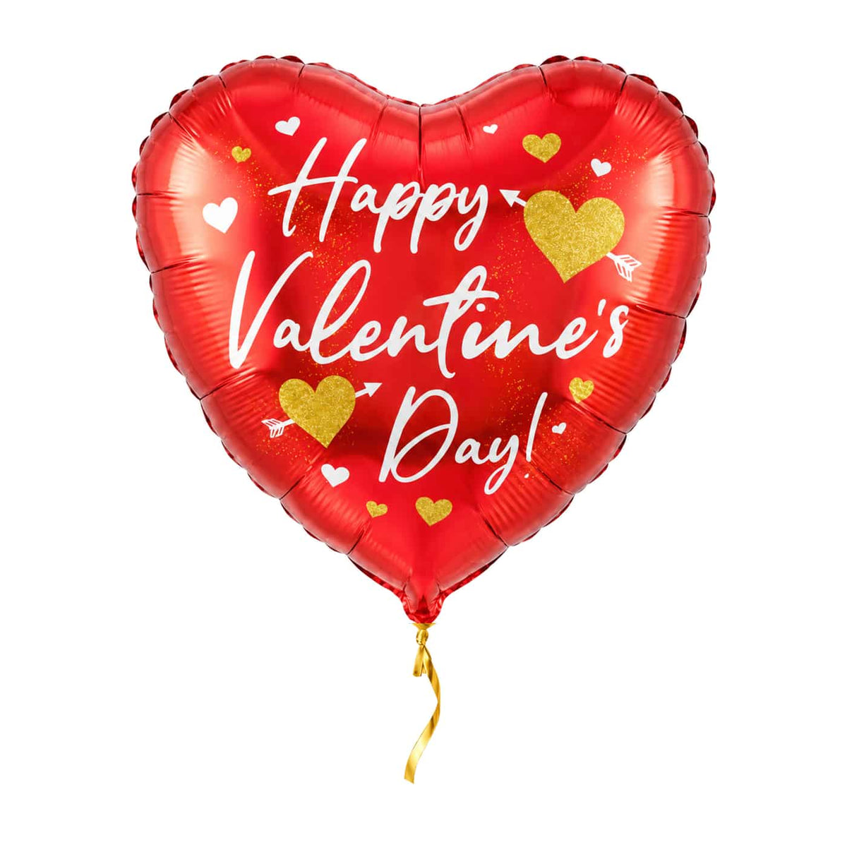 Happy Valentine’s Day Hartjes – Liefdevol Gebaar – met helium gevuld, met gouden lint