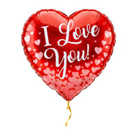 Hartjes Ballon I Love You – 43 cm – met helium gevuld, met gouden lint