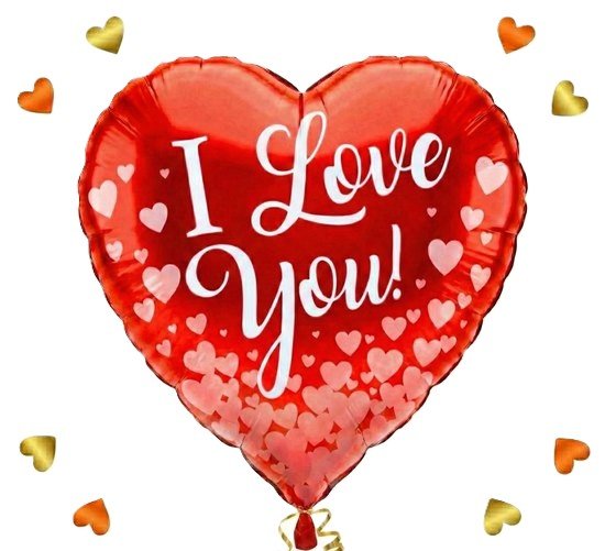 Hartjes Ballon I Love You - Gevuld Met Helium - 43 cm - Ballonnenshop.nl