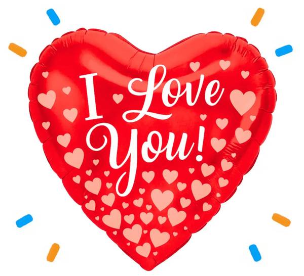 Hartjes Ballon I Love You - Gevuld Met Helium - 43 cm - Ballonnenshop.nl