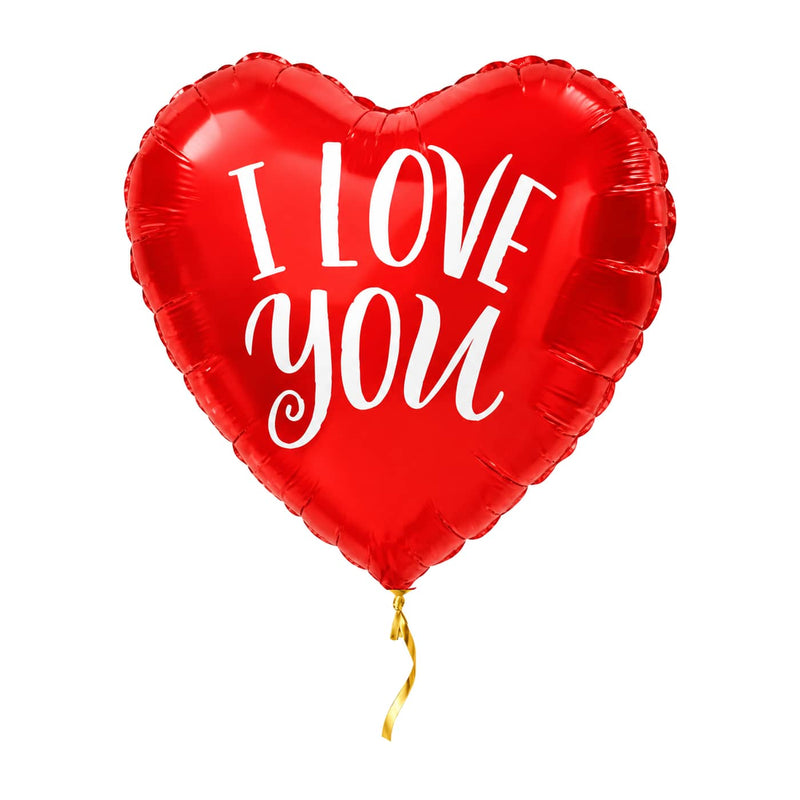 Hartjes Ballon I Love You – 45 cm – met helium gevuld, met gouden lint
