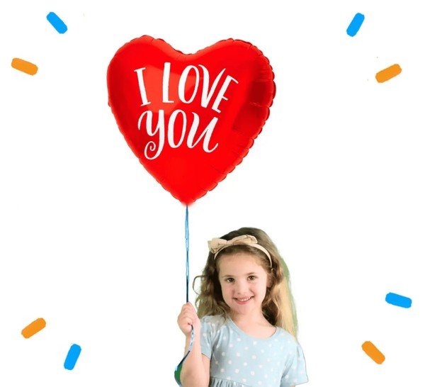Hartjes Ballon I Love You - Gevuld Met Helium - 45 cm - Ballonnenshop.nl