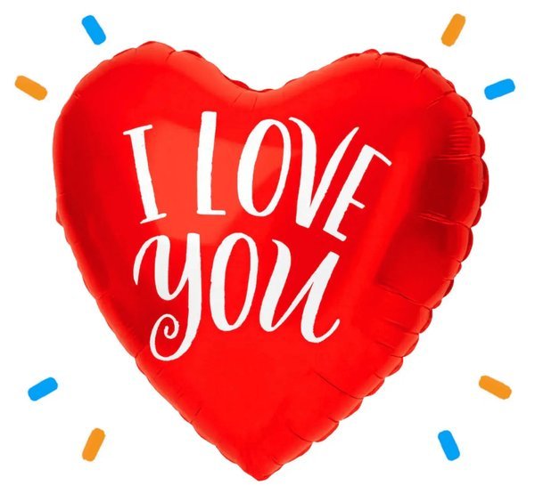 Hartjes Ballon I Love You - Gevuld Met Helium - 45 cm - Ballonnenshop.nl