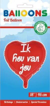 Hartjes Ballon - Ik Hou Van Jou - 46 cm - Ballonnenshop.nl