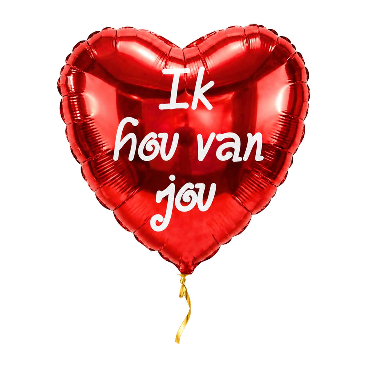 Hartjes Ballon Ik Hou Van Jou – met helium gevuld, met gouden lint