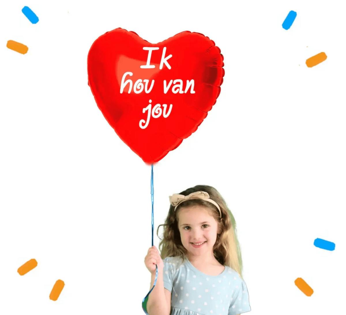 Hartjes Ballon Ik Hou Van Jou - Gevuld Met Helium - 46 cm - Ballonnenshop.nl