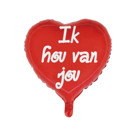 Hartjes Ballon Ik Hou Van Jou - Gevuld Met Helium - 46 cm - Ballonnenshop.nl