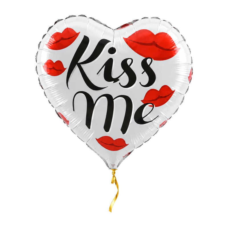 Hartjes Ballon Kiss Me – met helium gevuld, met gouden lint