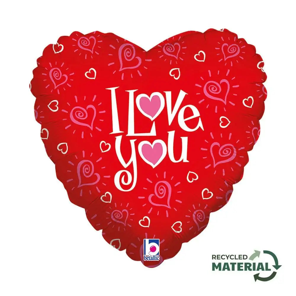 Hartjes Ballon Love You Hearts - Gevuld Met Helium - 45 cm - Ballonnenshop.nl