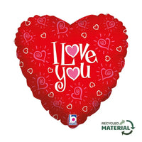 Hartjes Ballon Love You Hearts - Gevuld Met Helium - 45 cm - Ballonnenshop.nl