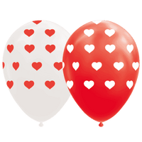 Hartjes Ballonnen Rood Wit - 8 stuks - 30 cm - Ballonnenshop.nl