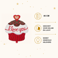 Hartjes Cupcake Folie Ballon - 46 cm - Ballonnenshop.nl
