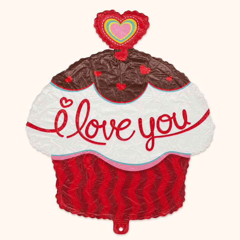 Hartjes Cupcake Folie Ballon - 46 cm - Ballonnenshop.nl