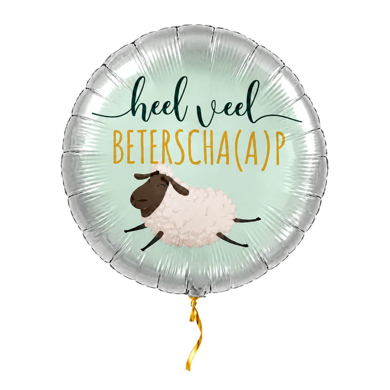 Heel Veel Beterscha(a)p helium ballon van 43 cm met schaap en gouden lint