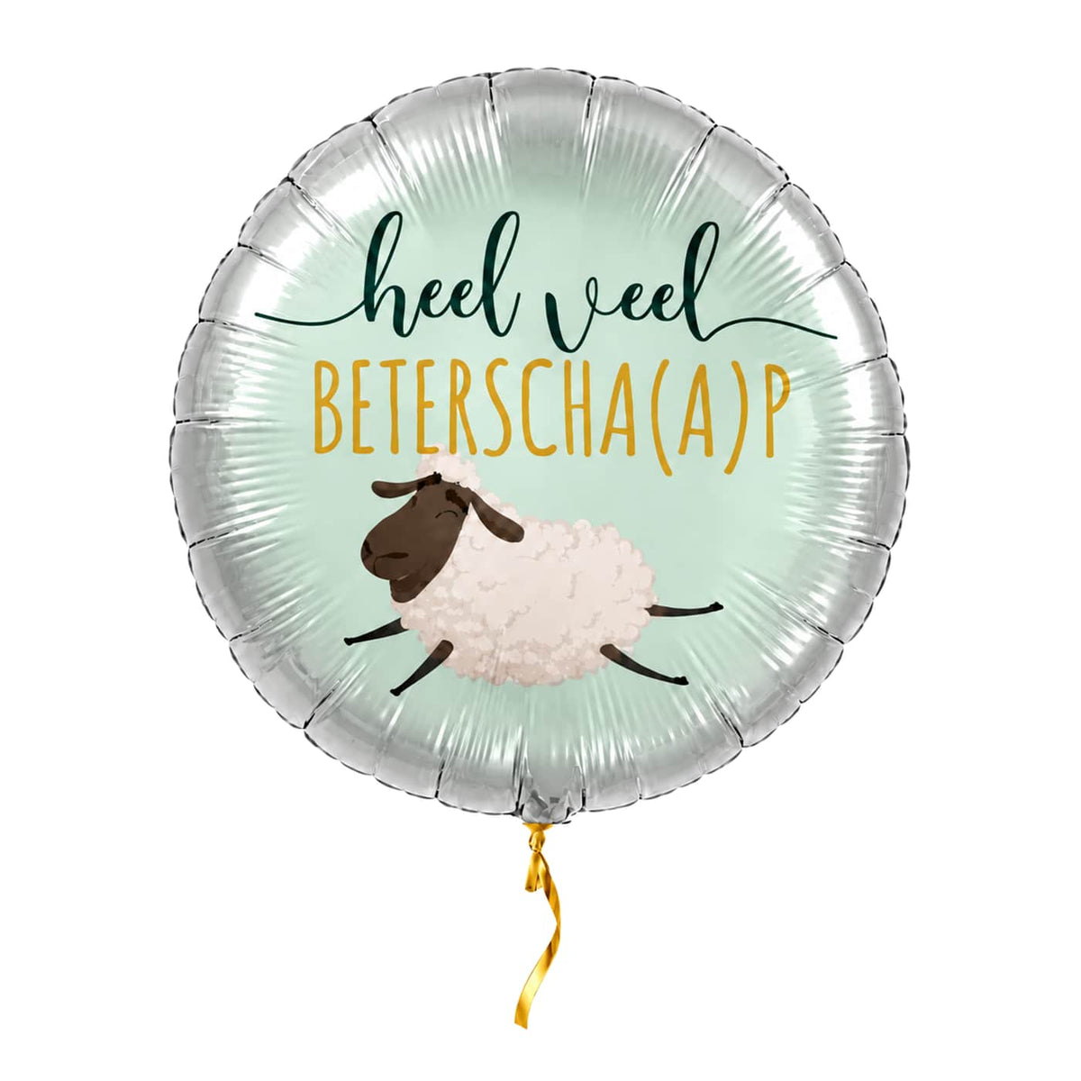 Heel Veel Beterscha(a)p helium ballon van 43 cm met schaap en gouden lint