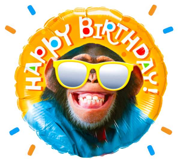 Helium Ballon Happy Birthday Aap - Gevuld Met Helium - 45 cm - Ballonnenshop.nl