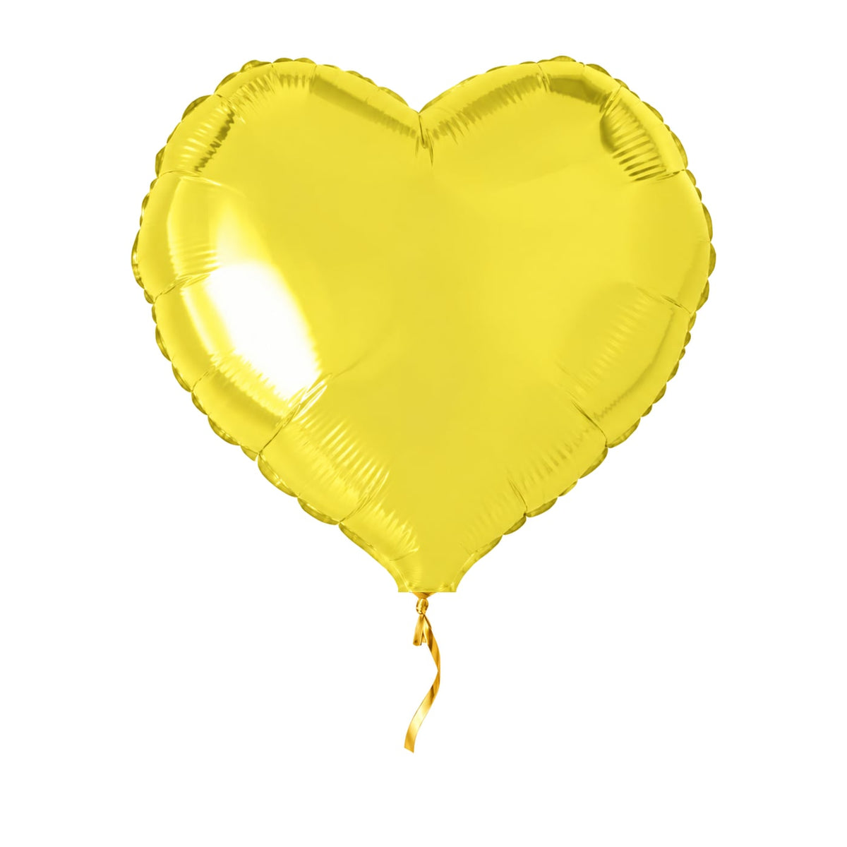 Helium Ballon Hart Geel – met helium gevuld, met gouden lint