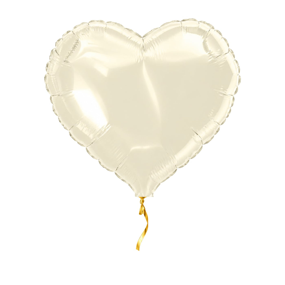 Helium Ballon Hart Ivory – met helium gevuld, met gouden lint