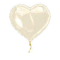 Helium Ballon Hart Ivory – met helium gevuld, met gouden lint